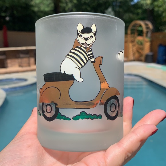 New Frosted French Bulldog Drinking Glass in Paris - Picture 7 of 8